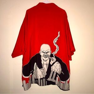 Vtg RARE Y2K/90s "MoJeans by Maurice Malone" Grunge Mobster Graphic Camp Shirt